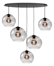 Fantasy 5-Lichts Ovale Hanglamp met Rook kleurige glazen