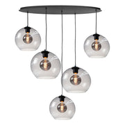 Highlight Fantasy 5-Lichts Ovale Hanglamp met Rook kleurige glazen