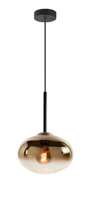 Bellini 1-Lichts Hanglamp Zwart/Goud met Semi Goud glas