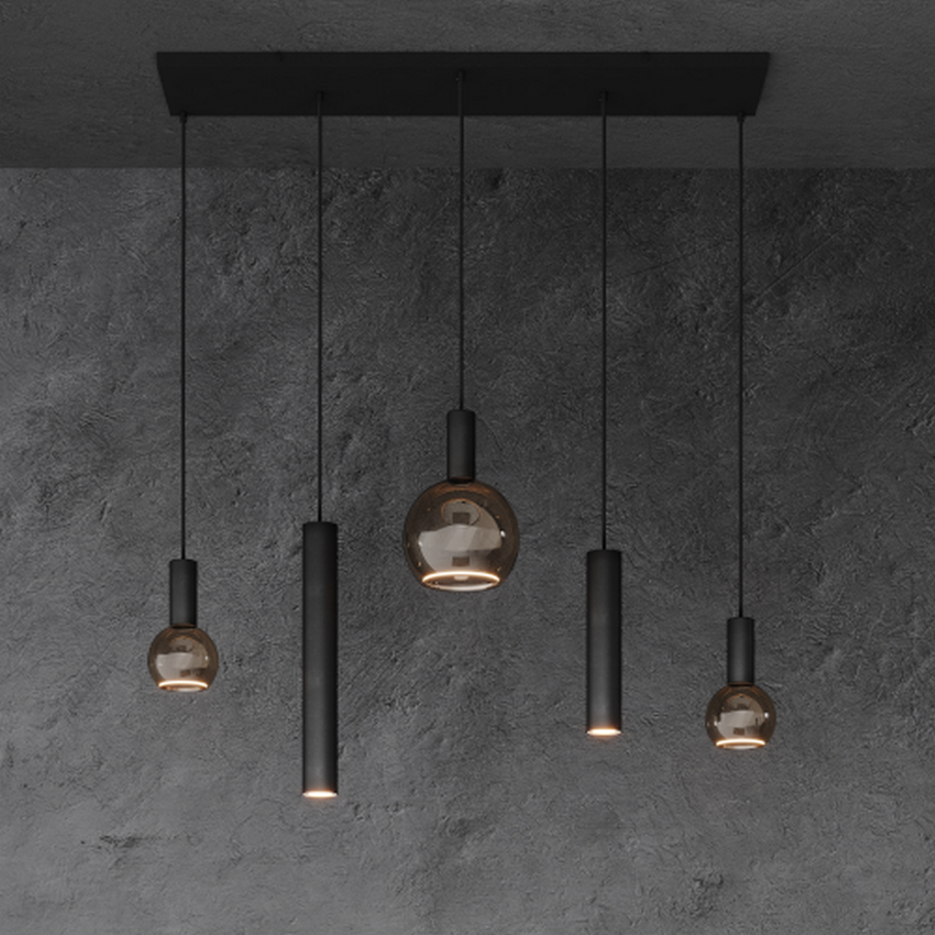 Ztahl Riva hanglamp 5-Lichts 4302-9005 Ral Structuur Zwart