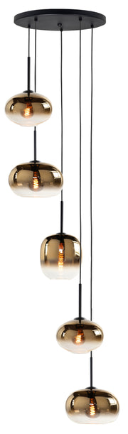 Highlight Bellini 5-Lichts Vide Hanglamp met Semi Gold glazen
