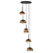 Highlight Bellini 5-Lichts Vide Hanglamp met Semi Gold glazen 350cm