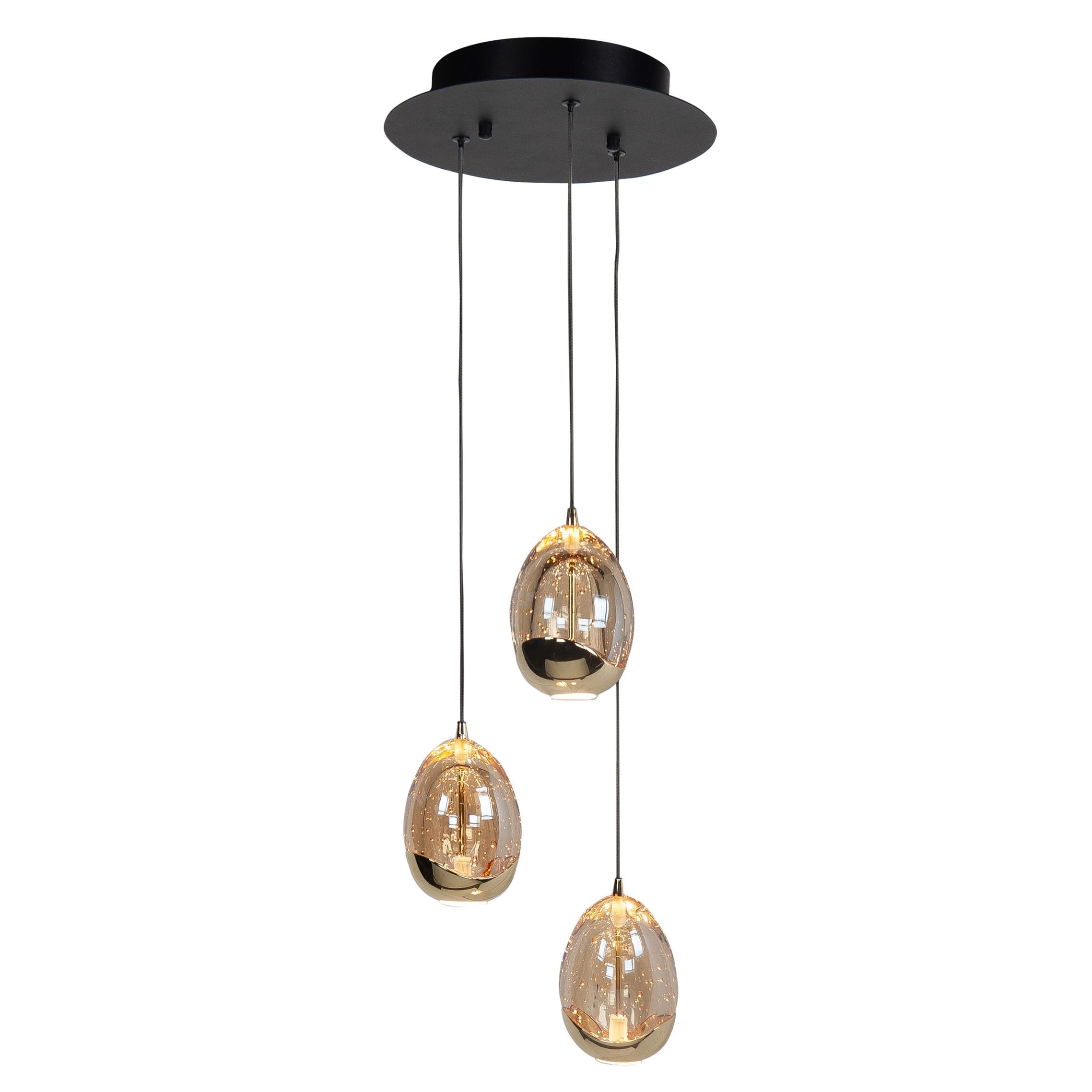 Golden Egg 3-Lichts hanglamp Goud/Zwart - De Smid Verlichting