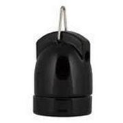 ETH Fitting/lmph E27 glad met haak porselein M10 aansluiting Zwart