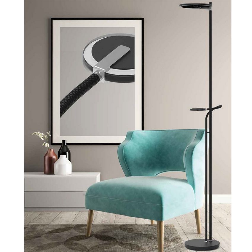 Steinhauer 2-Lichts Vloerlamp Turound 2989ZW Zwart/Smoke Glas
