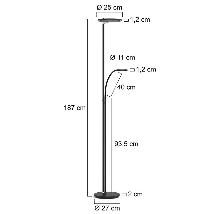 Steinhauer 2-Lichts Vloerlamp Turound 2989ZW Zwart/Smoke Glas