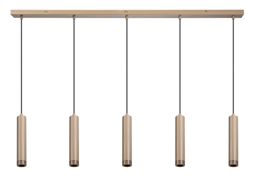 ETH Miller5-Lichts Hanglamp 5x E27 Mat Zand/Taupe/Zwart