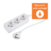 Stekkerdoos 3-Voudig + Randaarde 1,5m 3x1,5Q Wit