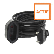 EGT 3 meter Euro verlengsnoer 2x0,75Q Zwart