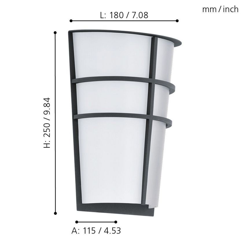 Eglo Breganzo 1 Wand Buitenlamp  Antraciet/Opaal