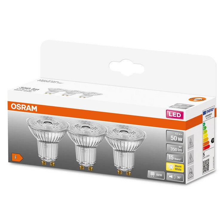 Osram LED Spot PAR1650 4,3watt/50w GU10/827 (3-Pack) Warm wit
