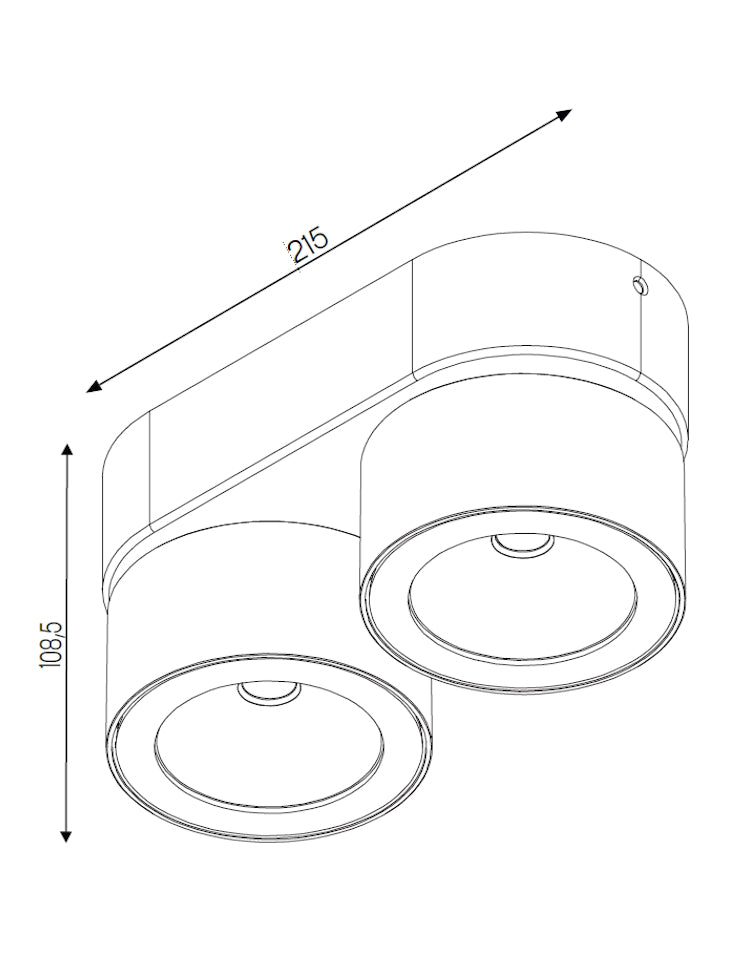 2-Lichts Bloc Spot – Zwart 2700K Warm Wit Dimbaar