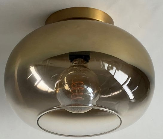 Bellini Plafondlamp met Plafondplaat Mat Goud/Semi Gold glas.