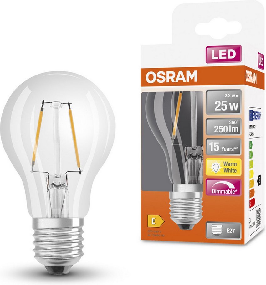 Osram F-LED CLA25H 2,2W/25watt 827 Dimbaar E27 Helder