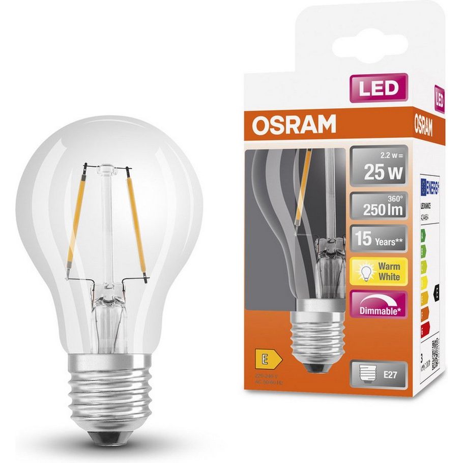 Osram F-LED CLA25H 2,2W/25watt 827 Dimbaar E27 Helder - De Smid Verlichting