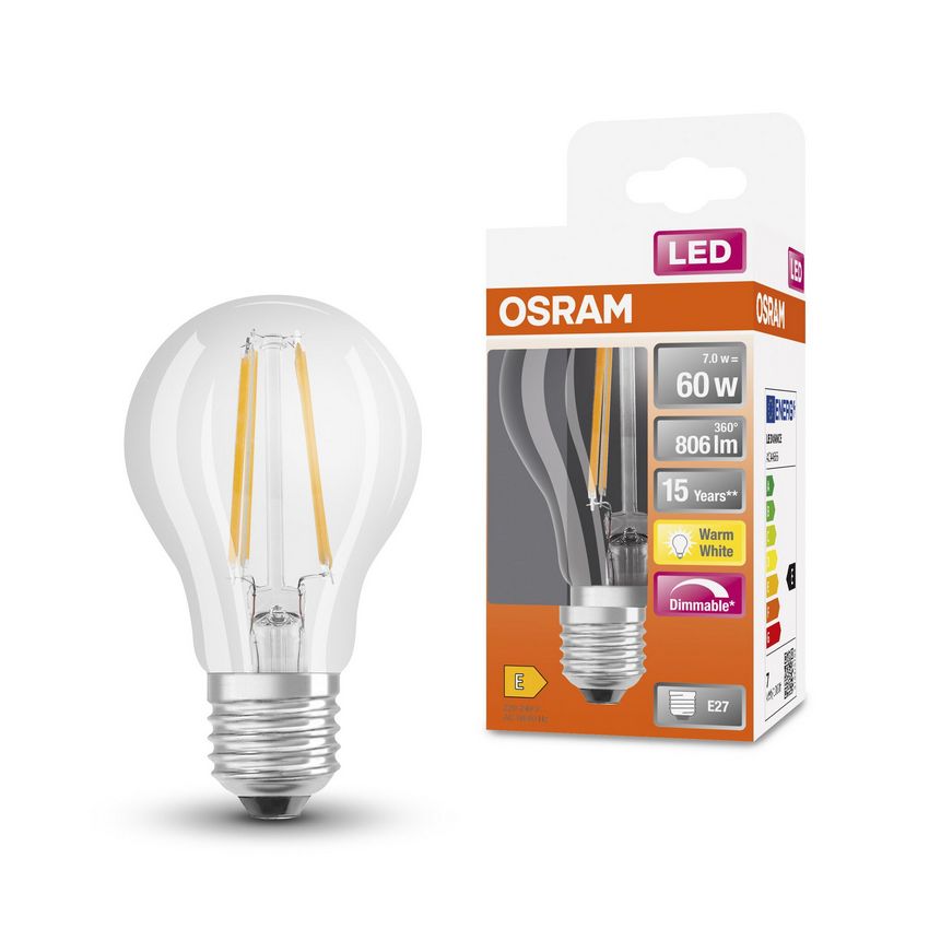 Osram F-LED CLA60H Dimbaar 7,0w/60watt 827 E27