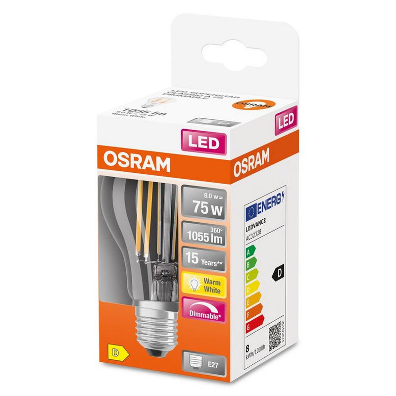 Osram F-LED CLA75H 7,5W/75watt 827 Dimbaar E27