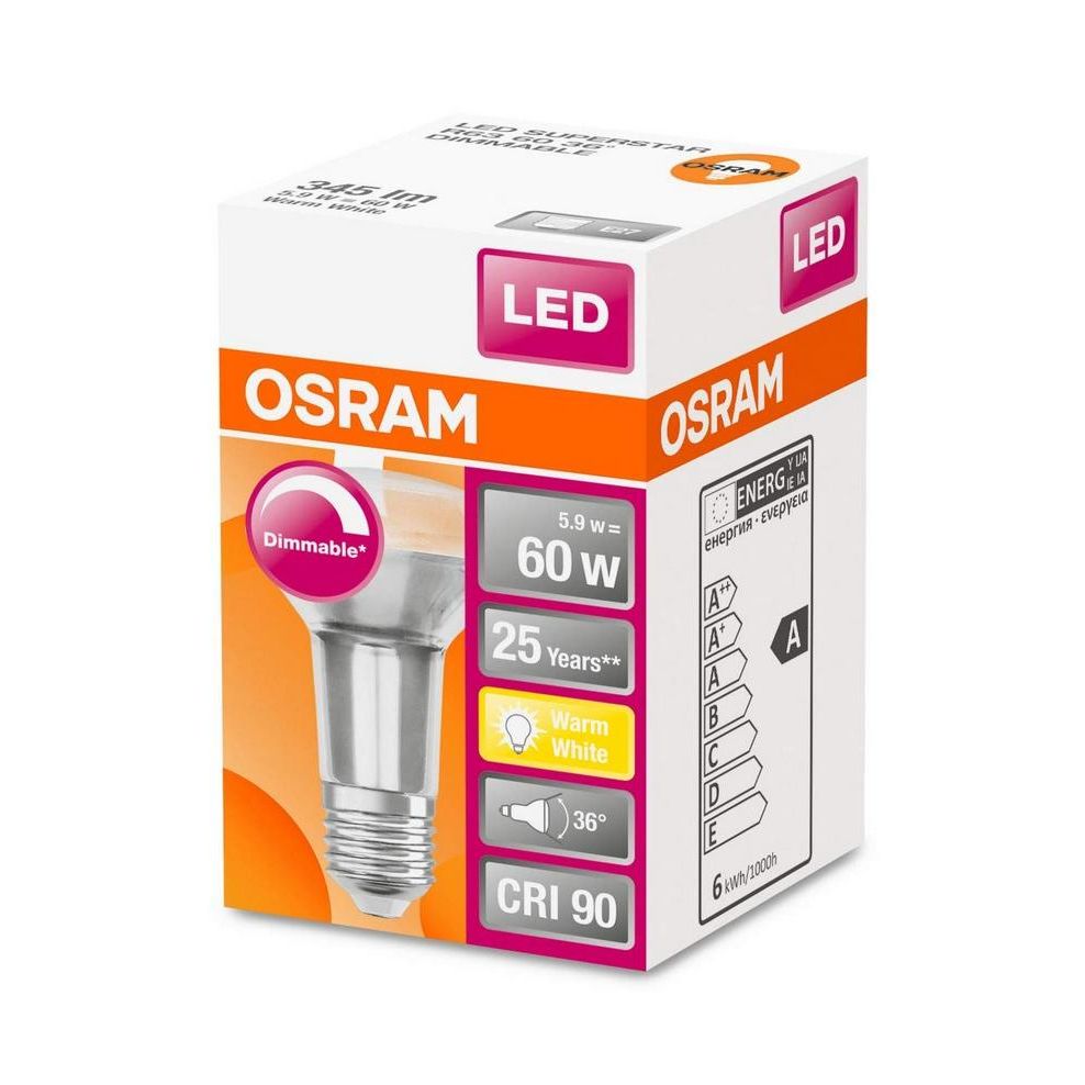 Osram Osram Superstar Led Spot R63 E27 4.9W/60W 2700K Dimbaar 350L 15-126008 - De Smid Verlichting