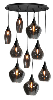Highlight Cambio 9-Lichts Vide Hanglamp Rond H5869.01 Zwart/Smoke