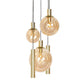 Steinhauer Bollique 5-Lichts Hanglamp 3801ME Mat Messing/Amber Glas