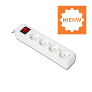 Stekkerdoos 4-weg+Rand Aarde + Schakelaar +1,5mtr 3x1,5Q Wit