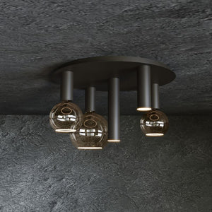 Ztahl Riva Plafondlamp Rond 5- Lichts 4360-9005 Zwart structuur