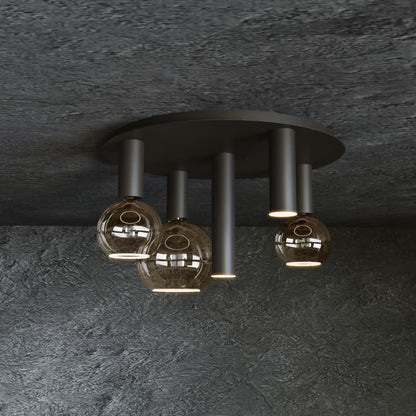 Ztahl Riva Plafondlamp Rond 5- Lichts 4360-9005 Zwart structuur