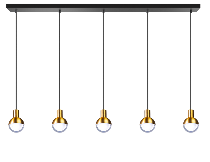 ETH Drop 5-lichts Hanglamp Zwart/mat messing