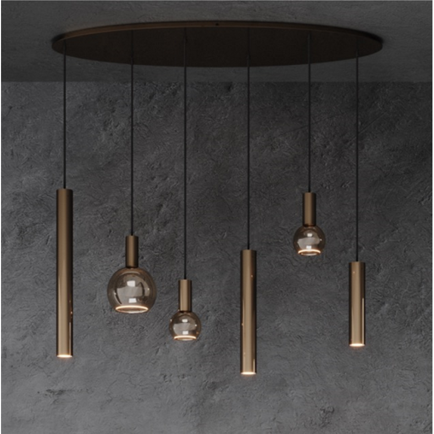 Ztahl Riva 6-Lichts Hanglamp Ovaal 120x40cm 4395-Platinum - De Smid Verlichting