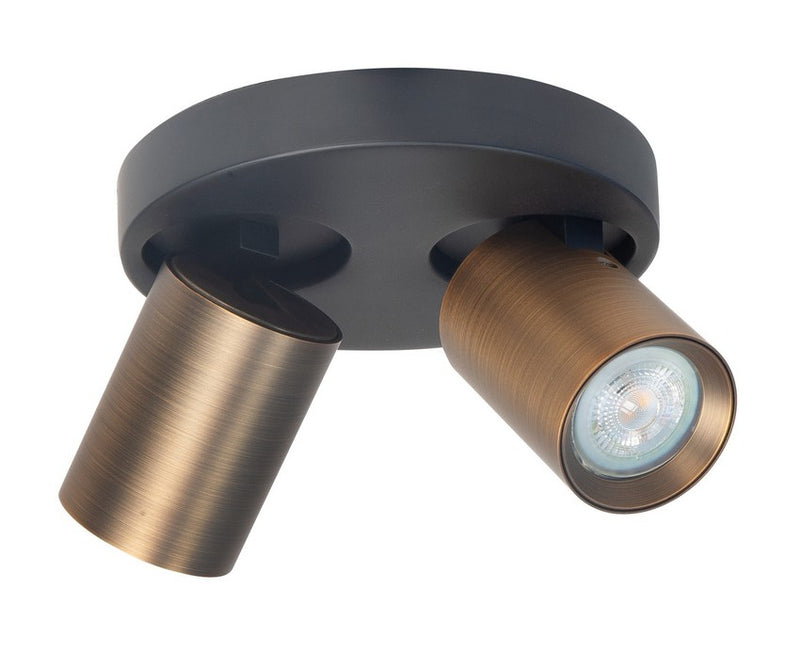 Oliver 2-Licht Spot Ronde Plaat Zwart/Brons