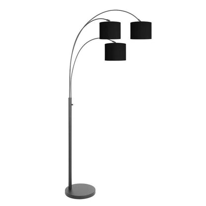Steinhauer Sparkled Light 3-Lichts Vloerlamp + Stoffenkappen 3977ZW Zwart/Goud