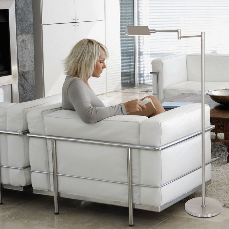 Steinhauer Retina Vloer-Leeslamp 3083ST Geborsteld Staal