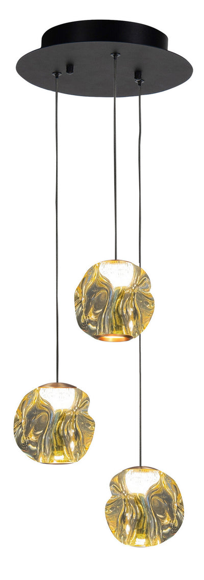 Highlight Melina 3-Lichts Hanglamp Rond 3x4.8W 2700K Zwart/Goud H5181.01