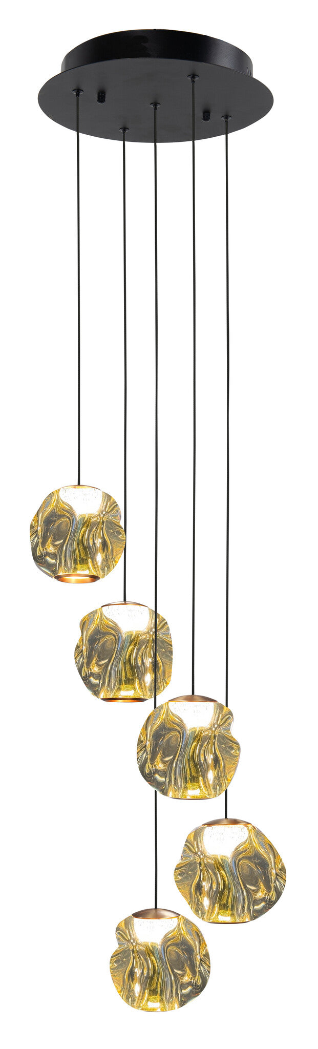 Melina 5-Lichts Hanglamp 5x4.8W 2700K Zwart/Goud