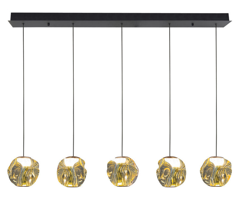 Melina 5-Lichts Hanglamp Balk 5x4.8W 2700K Zwart/Goud