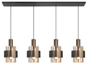 Marrone 4-Lichts Hanglamp Balk Brons/Glas Bruin