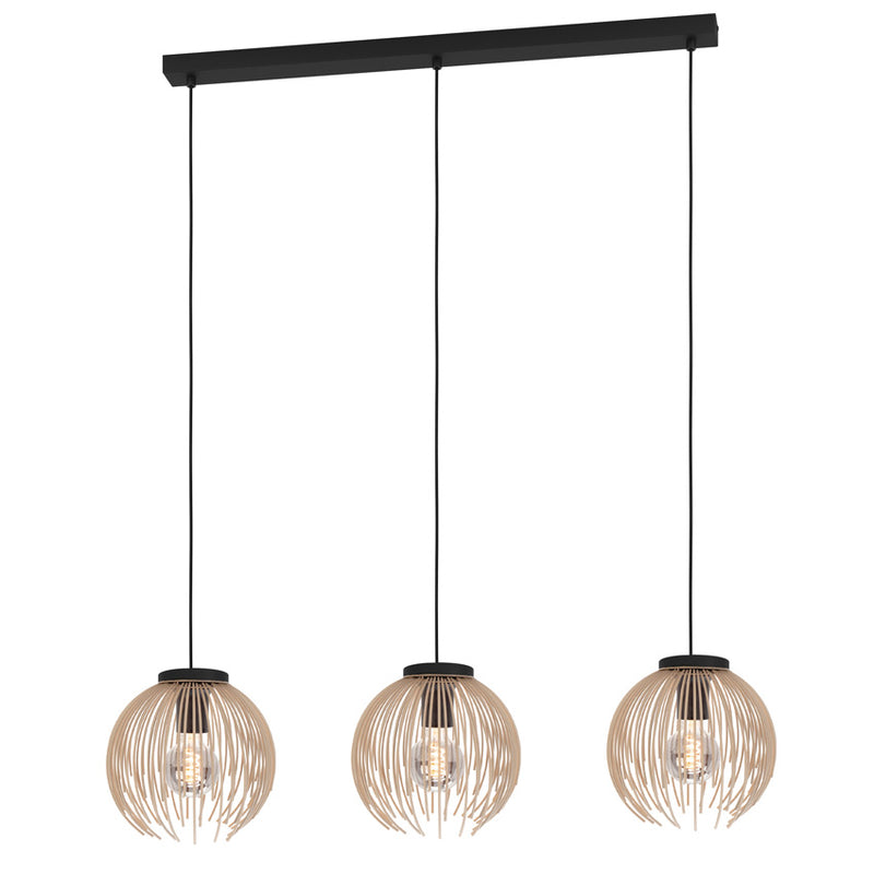 Alhabia 3-Lichts Hanglamp Balk Zand/Zwart
