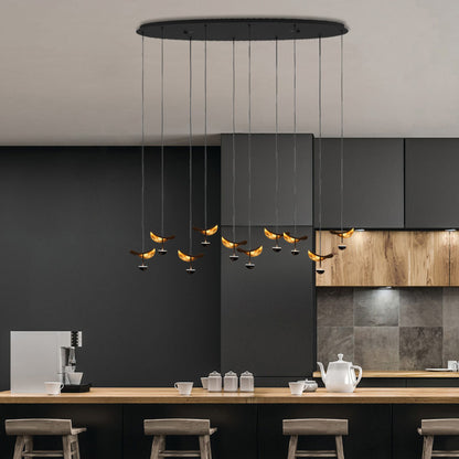 Dracera 10-Lichts Ovale Hanglamp Mat Goud/Mat Zwart
