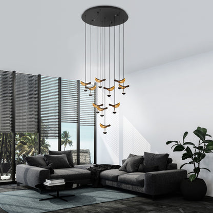 Dracera 10-Lichts Hanglamp Rond Mat Goud/Mat Zwart