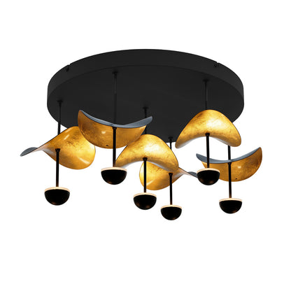 Dracera 7-Lichts Plafonnière Rond Mat Goud/Mat Zwart