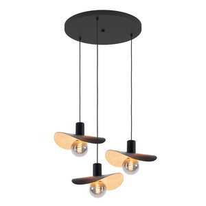Saceda 3-Lichts Hanglamp Zwart/Goud