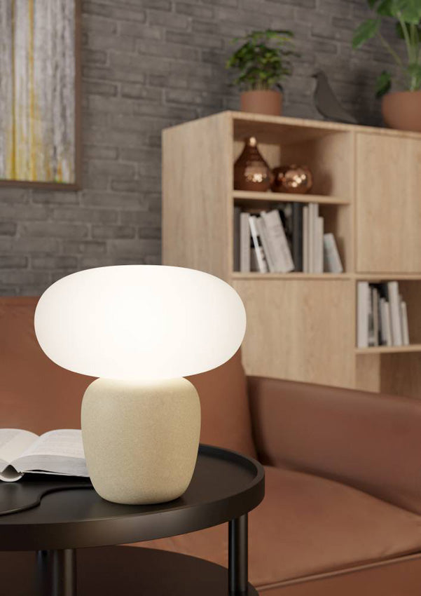 Cahuama Tafellamp Keramiek/Glas Bruin/Wit