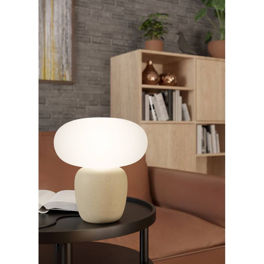 Cahuama Tafellamp Keramiek/Glas Bruin/Wit - De Smid Verlichting