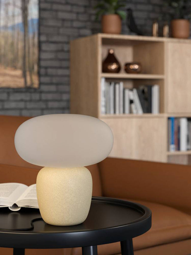 Cahuama Tafellamp Keramiek/Glas Bruin/Wit