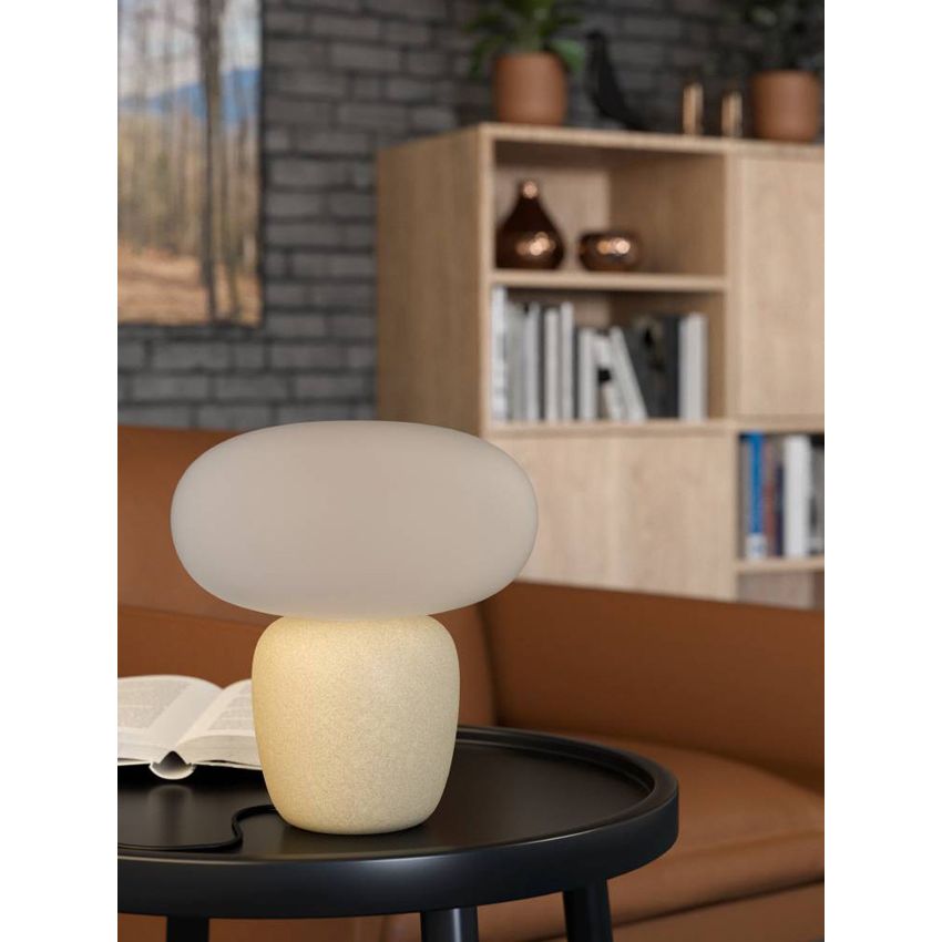 Cahuama Tafellamp Keramiek/Glas Bruin/Wit - De Smid Verlichting