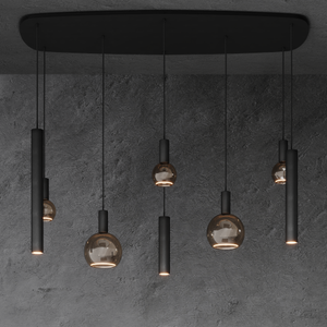 Ztahl Riva 8-Lichts hanglamp Deens Ovaal 145 x 55cm 4311-Quarzt
