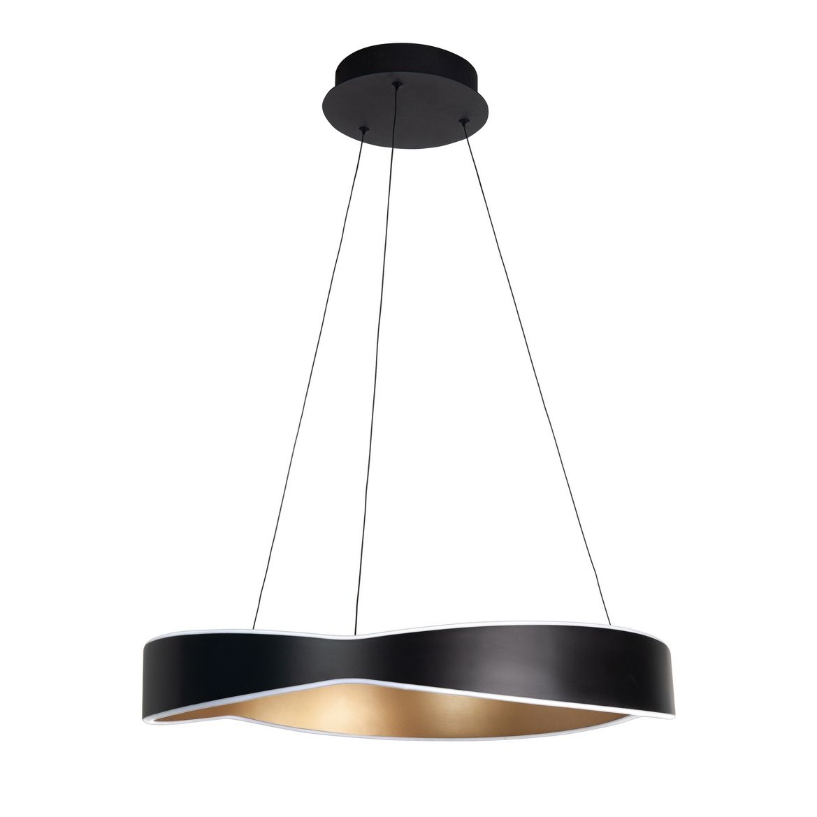Onda Hanglamp Ø60cm 46W 2700K LED Zwart/Goud - De Smid Verlichting