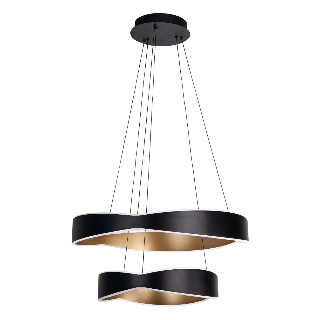 Onda Duo Hanglamp  Ø60cm 46W 2700K LED Zwart/Goud - De Smid Verlichting