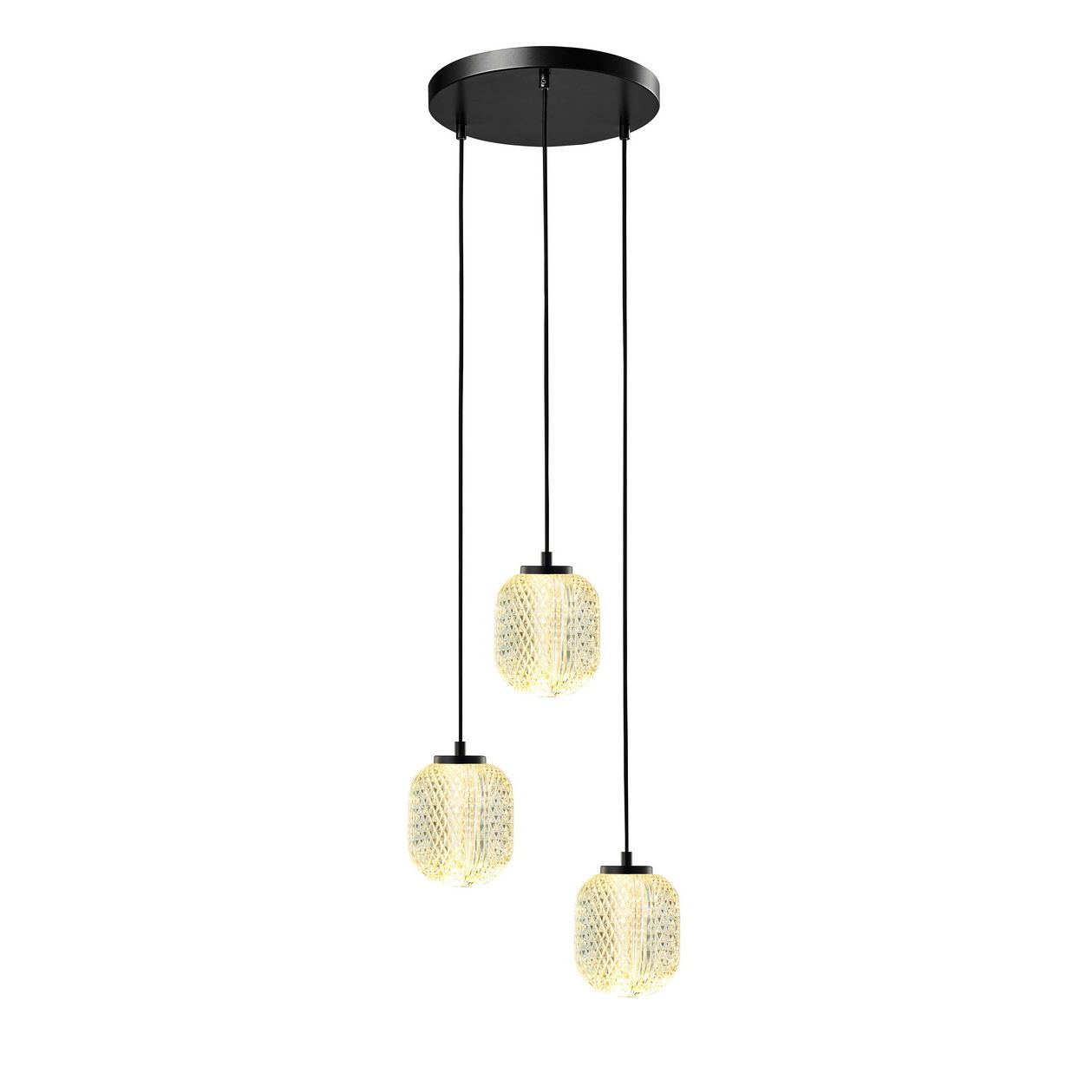 ETH Kristel 3-Lichts Hanglamp Rond 05-HL4590-30 Zwart/Helder De Laatste - De Smid Verlichting