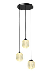ETH Kristel 3-Lichts Hanglamp Rond 05-HL4590-30 Zwart/Helder De Laatste Showroom model NU: